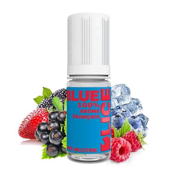 Photo du flacon du Blue 10 ml de D'Lizz D'lice, marque française de e-liquide.