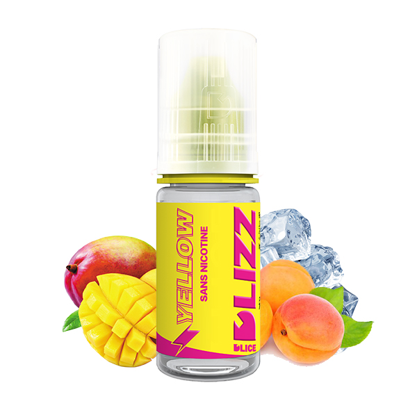 Photo du flacon du Yellow 10 ml de D'Lizz D'lice, marque française de e-liquide.