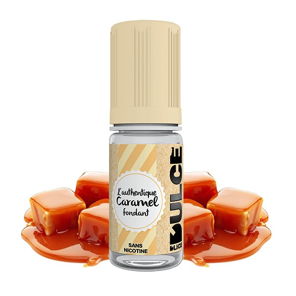 Photo du flacon du Caramel Fondant 10 ml de Dulce D'lice, marque française de e-liquide.