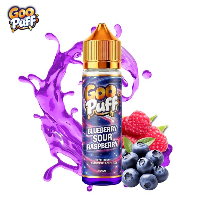 E-liquide Blueberry Sour Raspberry 50ml Goo Puff myrtille framboise acidulée format 75ml