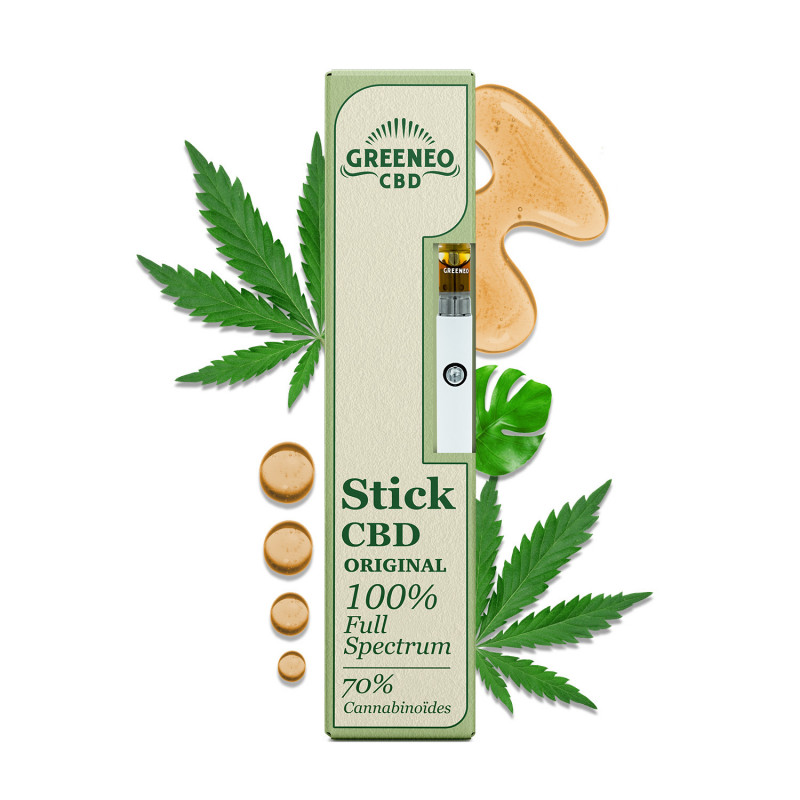 Stick CBD Original 70% Greeneo vape pen full spectrum 52% CBD chanvre naturel