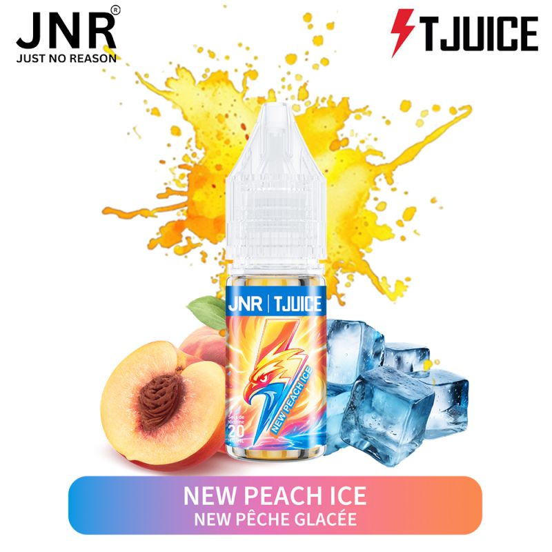 E-liquide New Peach Ice 10 ml TJuice x JNR pêche glacée sels de nicotine