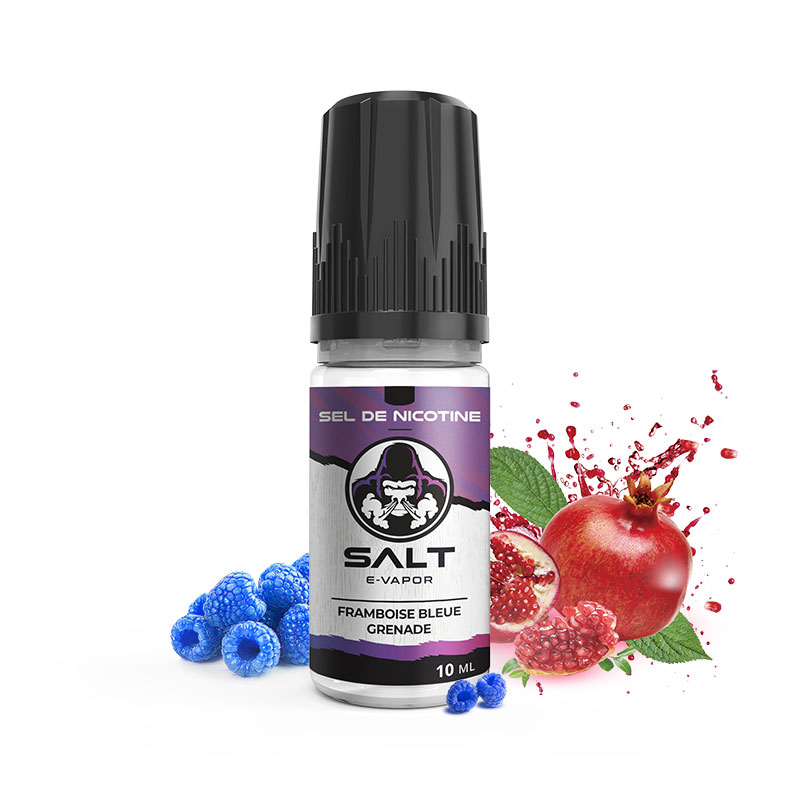 Photo du Framboise bleue Grenade Salt E-Vapor : eliquide en sels de nicotine pour le vapotage de la marque française Le French Liquide.