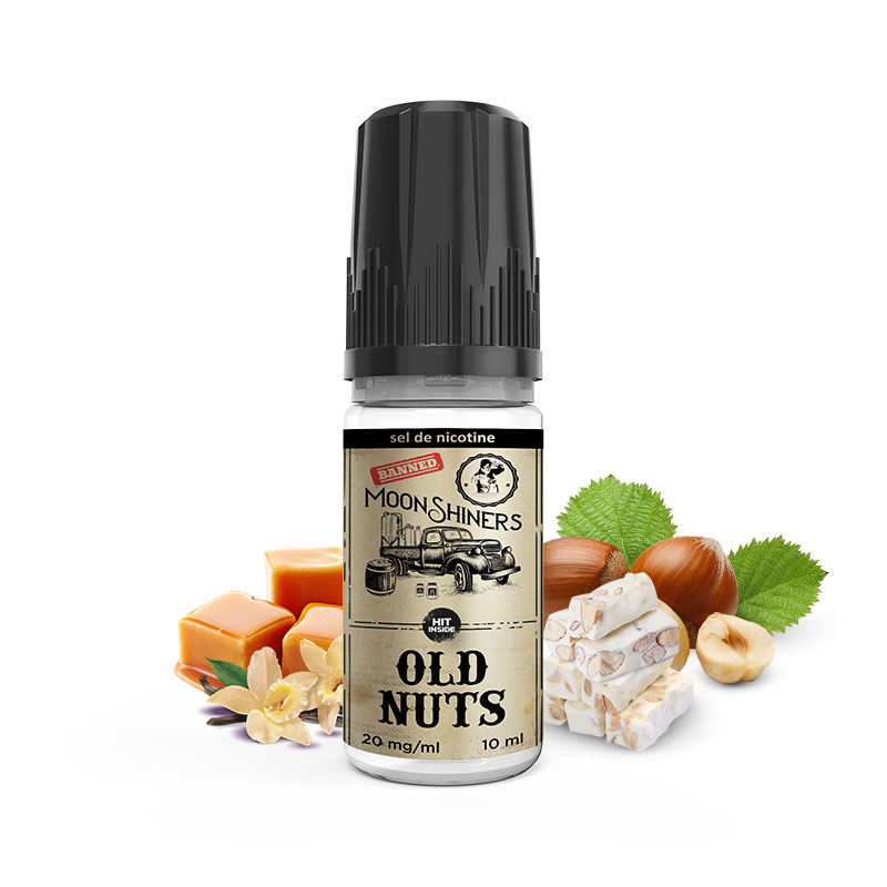 Photo de Old Nuts MoonShiners : eliquide en sels de nicotine pour le vapotage de la marque française Le French Liquide.