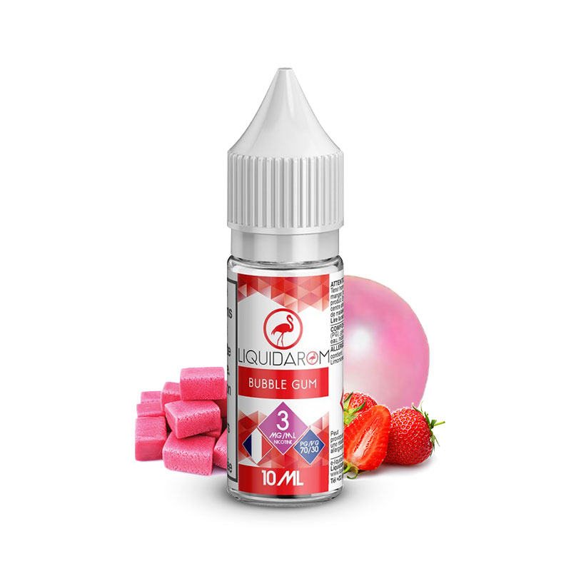 Flacon du eliquide Bubble-Gum 10ml de Liquidarom, fabricant français de eliquide pour le vapotage..