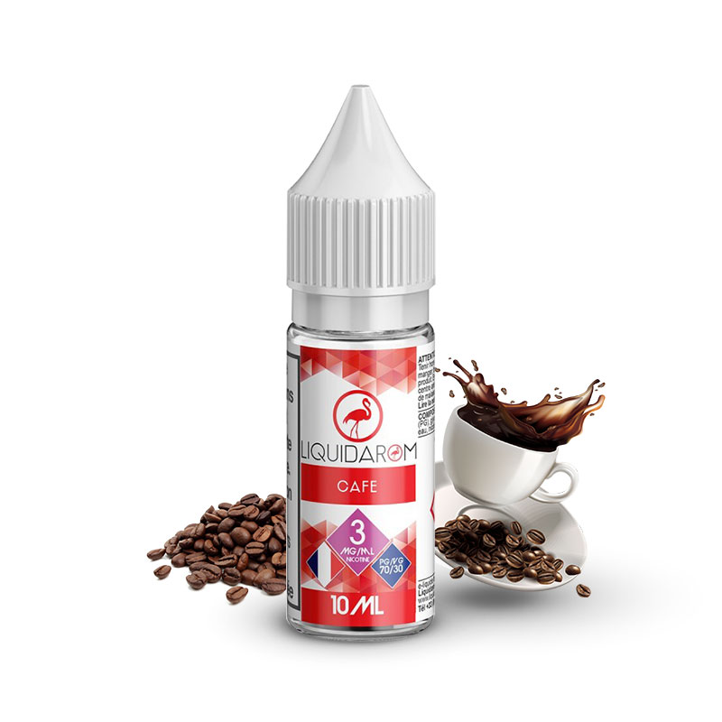 Flacon du eliquide Café 10ml de Liquidarom, fabricant français de eliquide pour le vapotage..