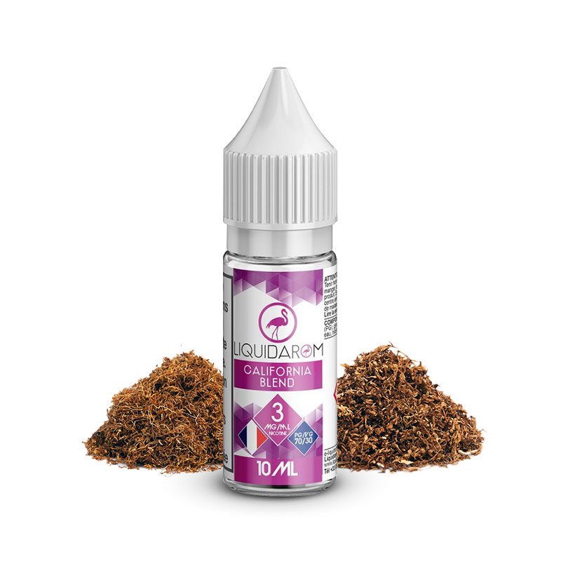 Flacon du eliquide California Blend 10ml de Liquidarom, fabricant français de eliquide pour le vapotage.