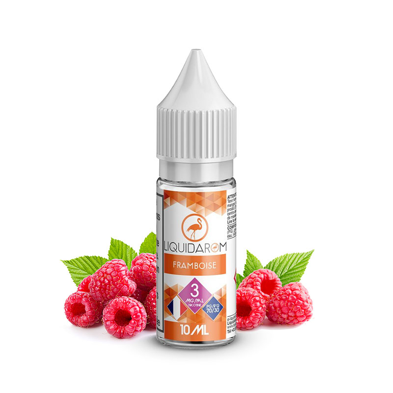 Flacon du eliquide Framboise 10ml de Liquidarom, fabricant français de eliquide pour le vapotage..