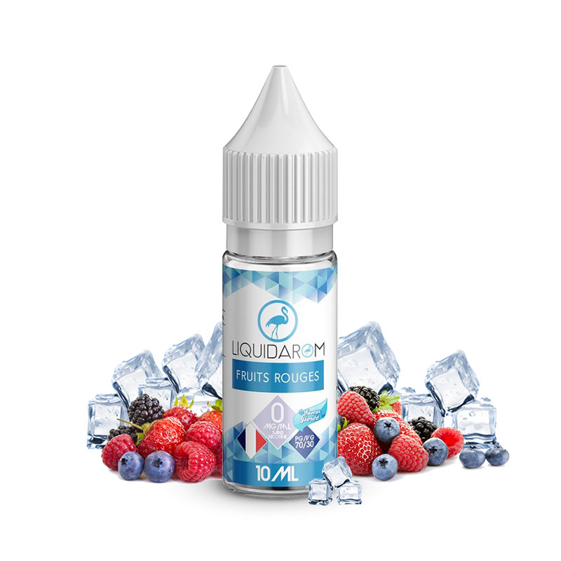 Flacon du eliquide Fruits Rouges Givrés 10ml de Liquidarom, fabricant français de eliquide pour le vapotage..