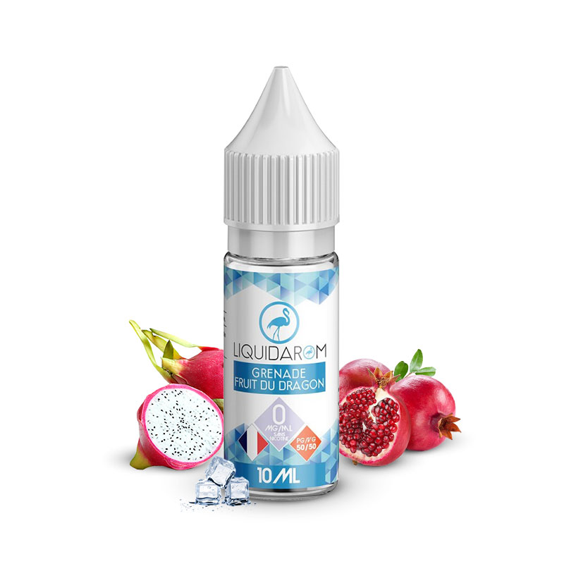 Flacon du eliquide Grenade Fruit du Dragon 10ml de Liquidarom, fabricant français de eliquide pour le vapotage..