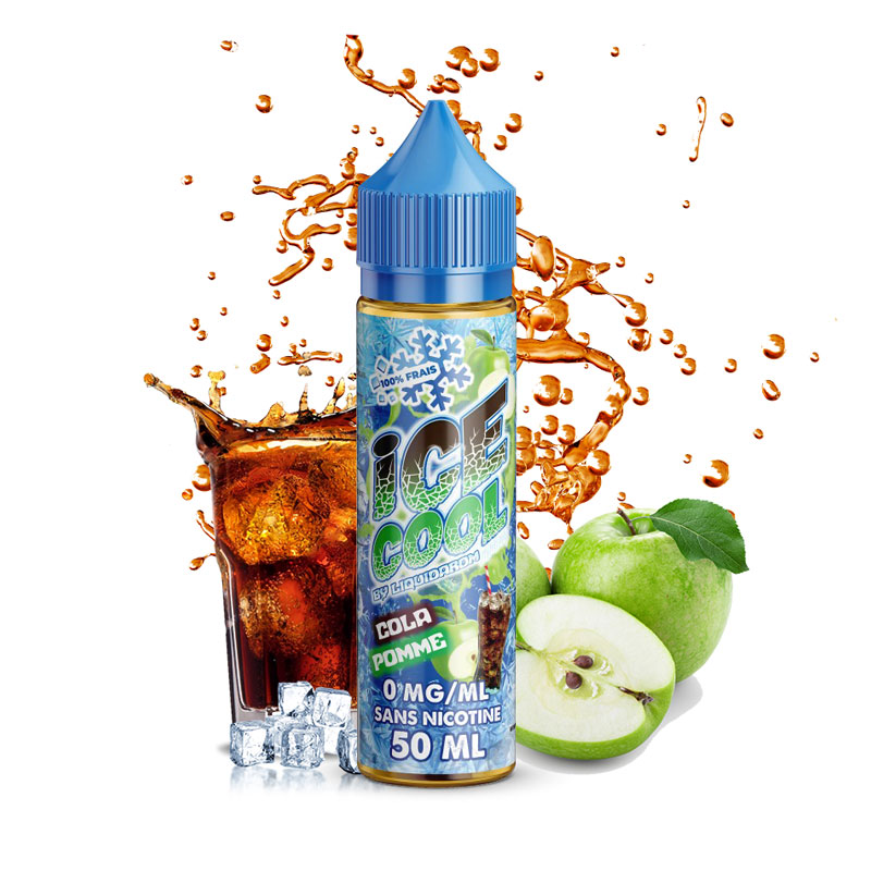 Flacon du eliquide Cola Pomme de la gamme Ice Cool de Liquidarom, fabricant français de eliquide pour le vapotage.