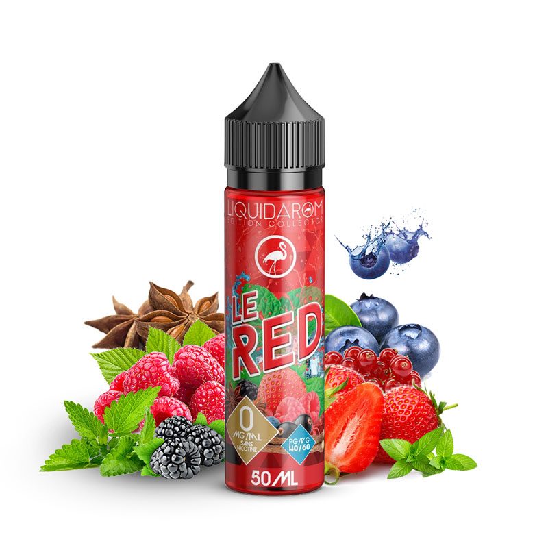 Flacon du eliquide Red ZHC de Liquidarom, fabricant français de eliquide pour le vapotage.