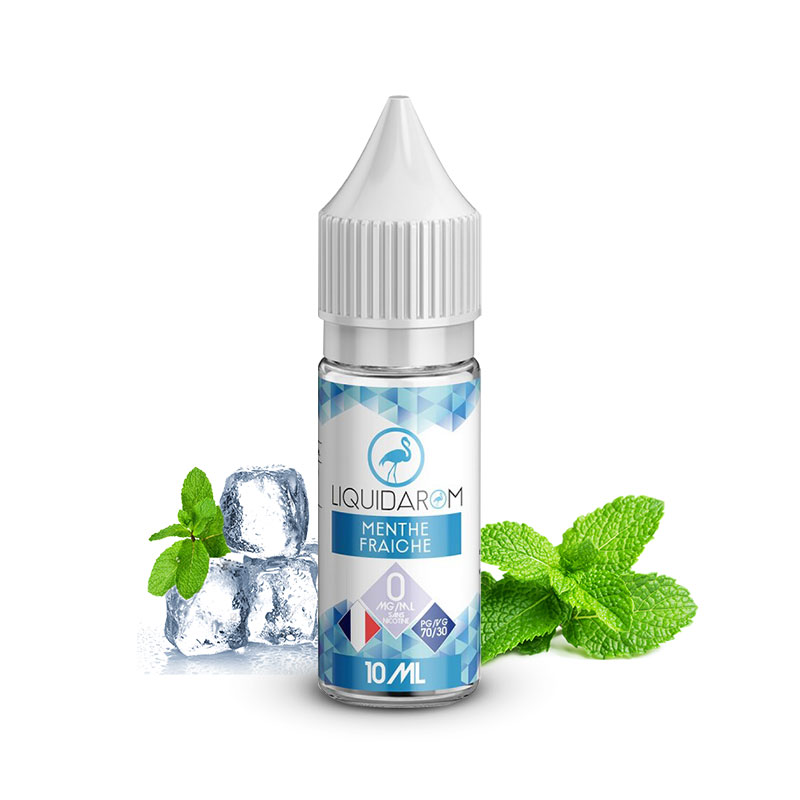 Flacon du eliquide Menthe Fraîche 10ml de Liquidarom, fabricant français de eliquide pour le vapotage.