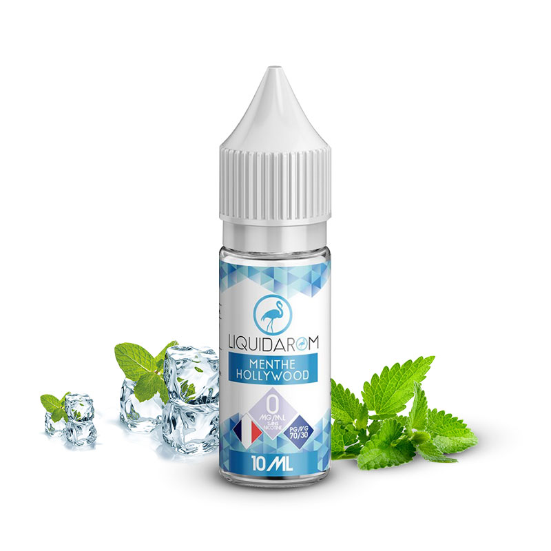 Flacon du eliquide Menthe Hollywood 10ml de Liquidarom, fabricant français de eliquide pour le vapotage.