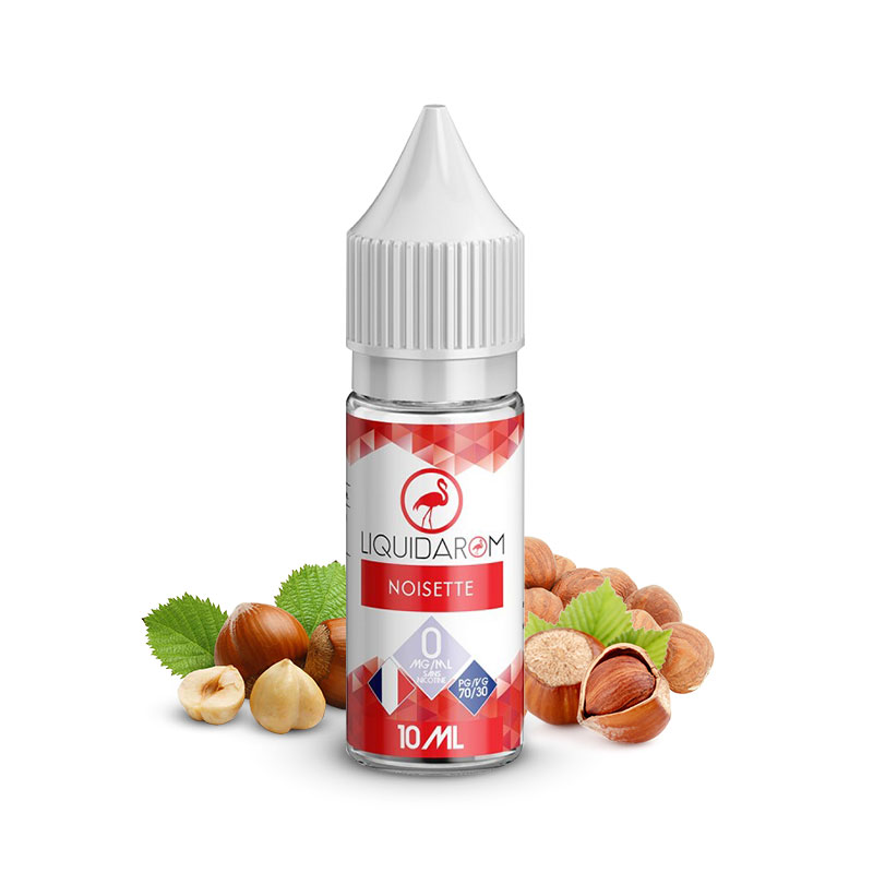 Flacon du eliquide Noisette 10ml de Liquidarom, fabricant français de eliquide pour le vapotage..