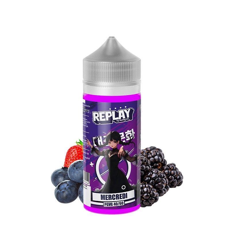 Mercredi 100ml Replay Liquidarom e-liquide fraise mûre myrtille 40 60