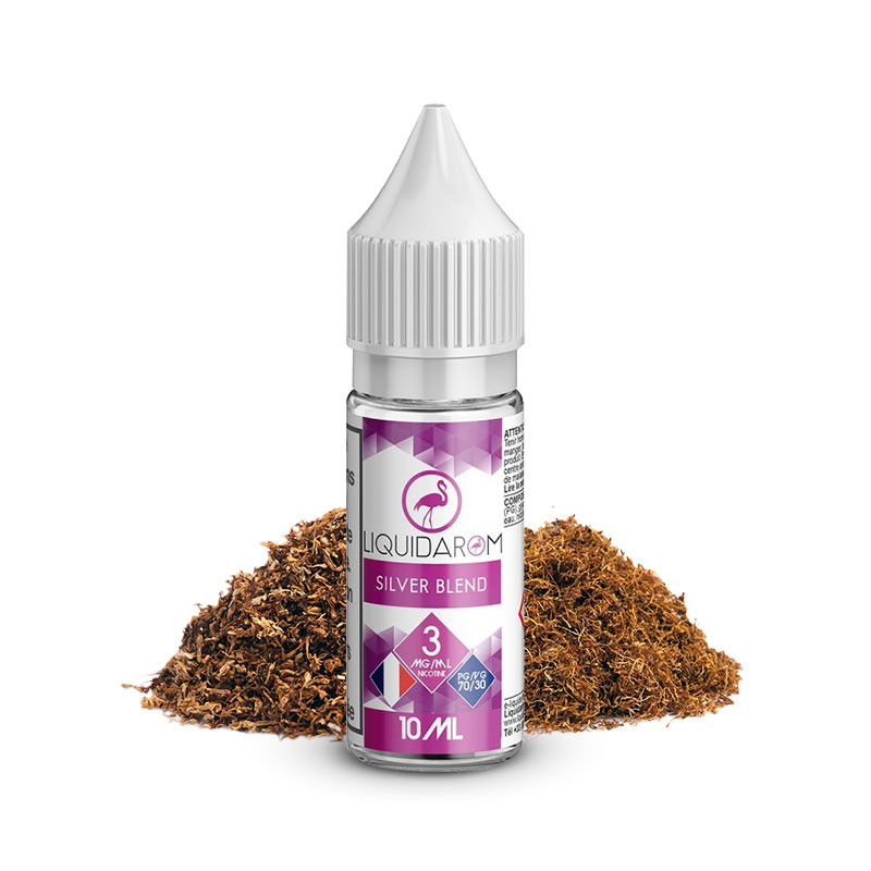 Flacon du eliquide Silver Blend 10ml de Liquidarom, fabricant français de eliquide pour le vapotage.