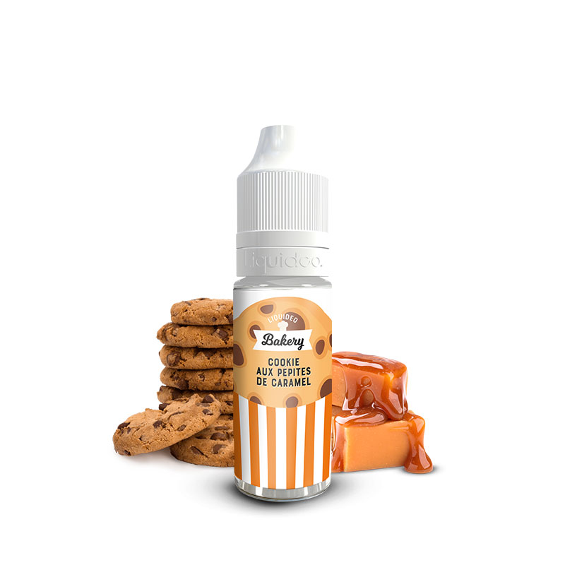 Flacon du eliquide Cookie aux pépites de caramel 10 ml de Liquideo, fabricant français de eliquide pour le vapotage.