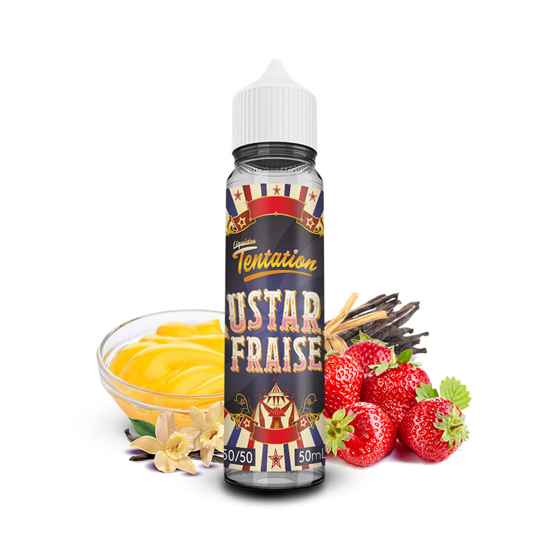 Photo du eliquide Custard Fraise 50ml de la marque française : Liquideo.