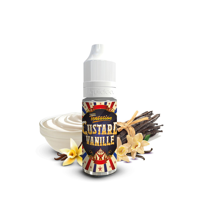 Flacon du eliquide Custard Vanille 10 ml de Liquideo, fabricant français de eliquide pour le vapotage.