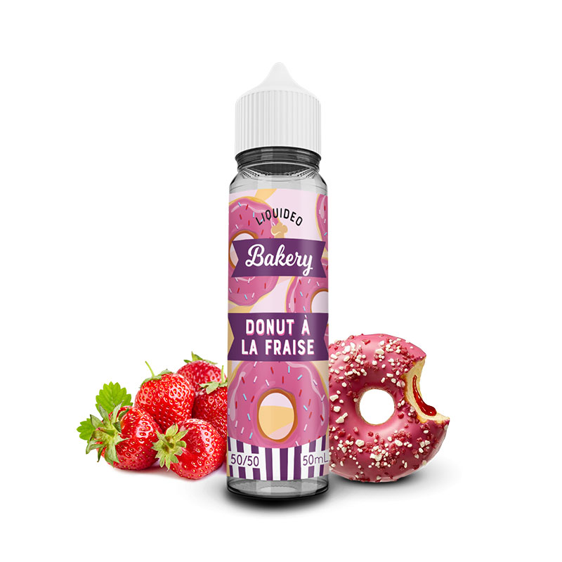 Photo du eliquide Donut Fraise 50 ml de la marque française : Liquideo.