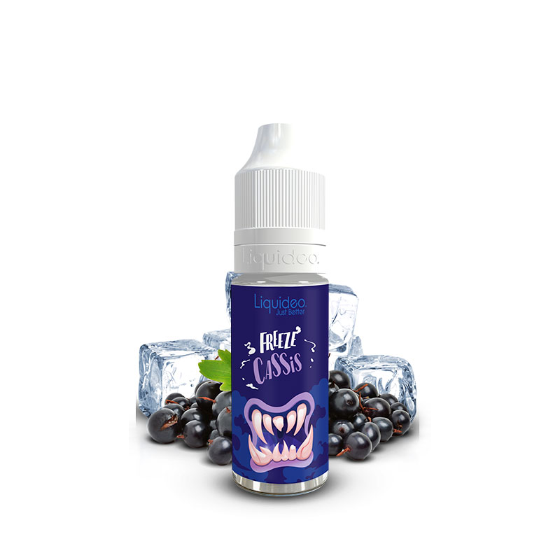 Flacon du eliquide Freeze Cassis 10 ml de Liquideo, fabricant français de eliquide pour le vapotage.