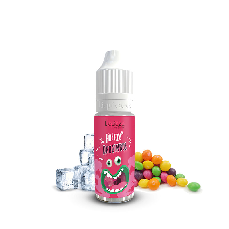 Flacon du eliquide Freeze Druginbus 10 ml de Liquideo, fabricant français de eliquide pour le vapotage.