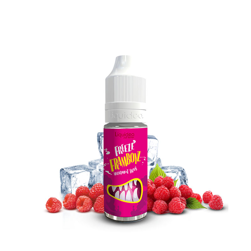 Flacon du eliquide Freeze Framboyz 10 ml de Liquideo, fabricant français de eliquide pour le vapotage.