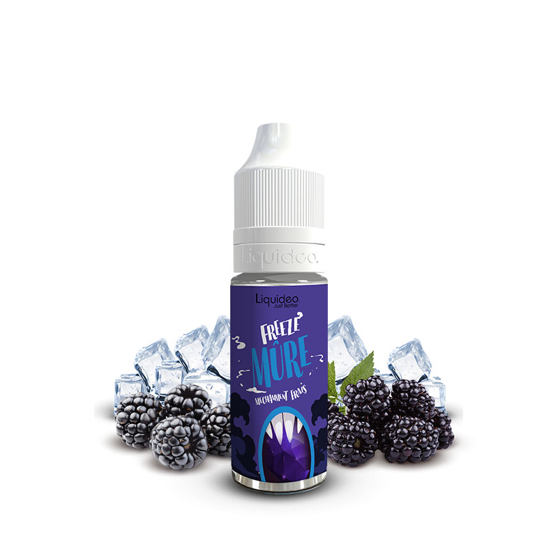 Flacon du eliquide Freeze Mûre 10 ml de Liquideo, fabricant français de eliquide pour le vapotage.