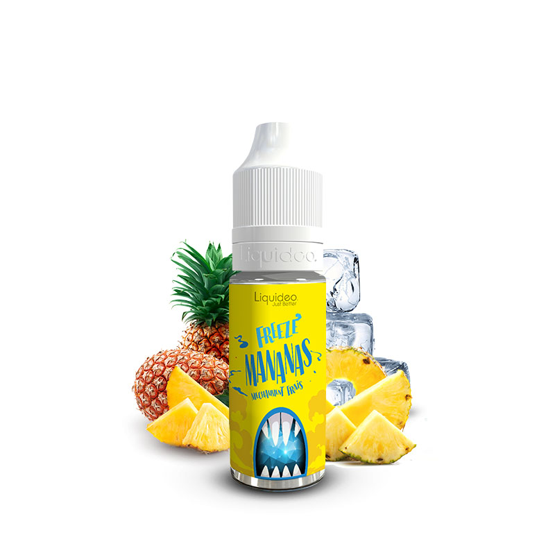 Flacon du eliquide Freeze Mananas 10 ml de Liquideo, fabricant français de eliquide pour le vapotage.