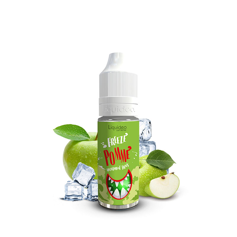 Flacon du eliquide Freeze Pomme 10 ml de Liquideo, fabricant français de eliquide pour le vapotage.