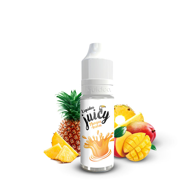 Flacon du eliquide Mangue Ananas 10 ml de Liquideo, fabricant français de eliquide pour le vapotage.