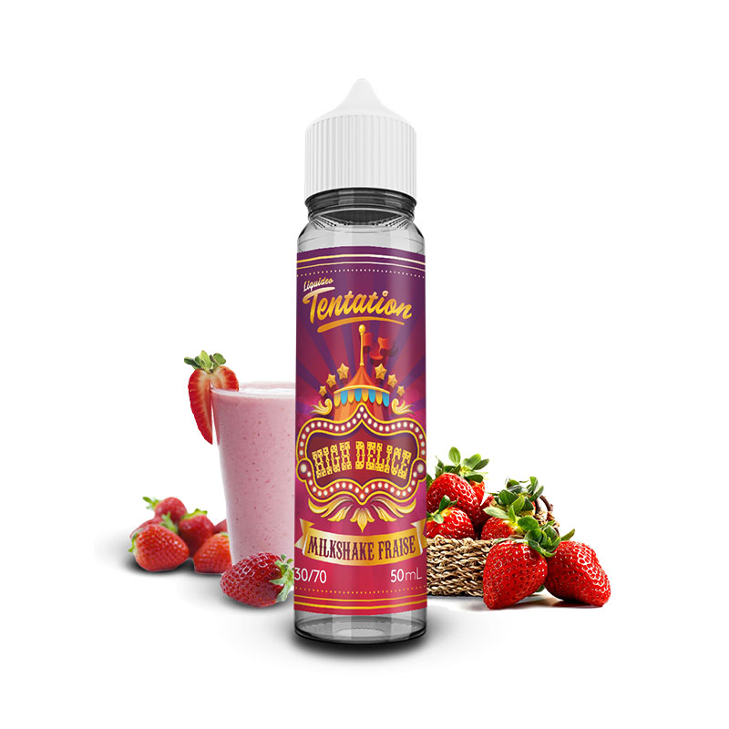 Photo du eliquide Milkshake Fraise 50 ml de la marque française : Liquideo.