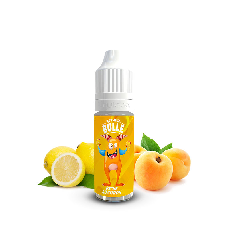 Flacon du eliquide Pêche au citron 10 ml de Liquideo, fabricant français de eliquide pour le vapotage.