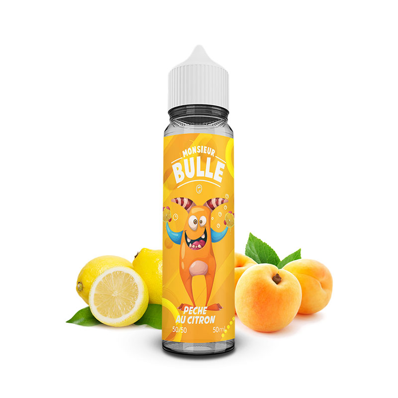 Photo du eliquide Pêche au citron 50 ml - Monsieur Bulle de la marque française : Liquideo.