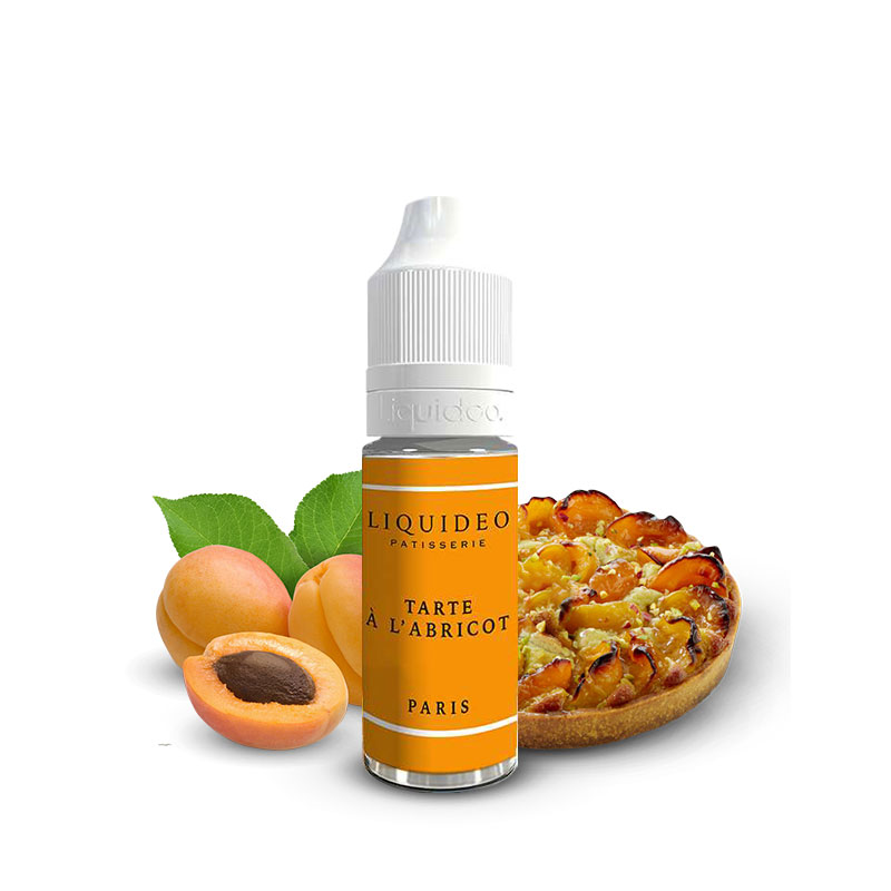 Flacon du eliquide Tarte à l'abricot 10 ml de Liquideo, fabricant français de eliquide pour le vapotage.