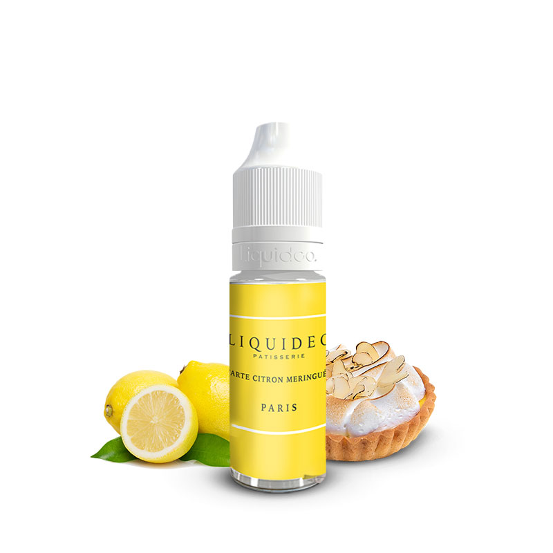 Flacon du eliquide Tarte Citron Meringuée 10 ml de Liquideo, fabricant français de eliquide pour le vapotage.