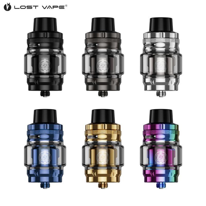 Photo présentant les différentes déclinaisons du clearomiseur Centaurus Subohm 5ml de Lost Vape