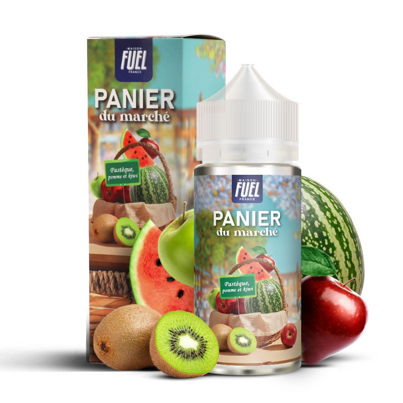 Eliquide Pastèque, Pomme et Kiwi 100ml de la marque française de e-liquides Panier du Marché.