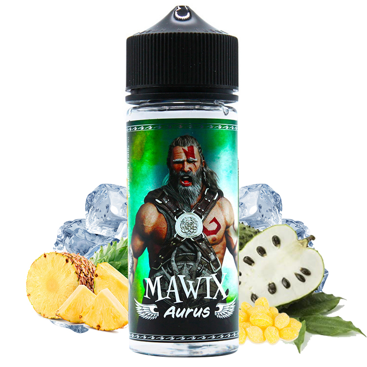 Photo du flacon du eliquide Aurus en 100 ml de la marque française de e-liquide Mawix.
