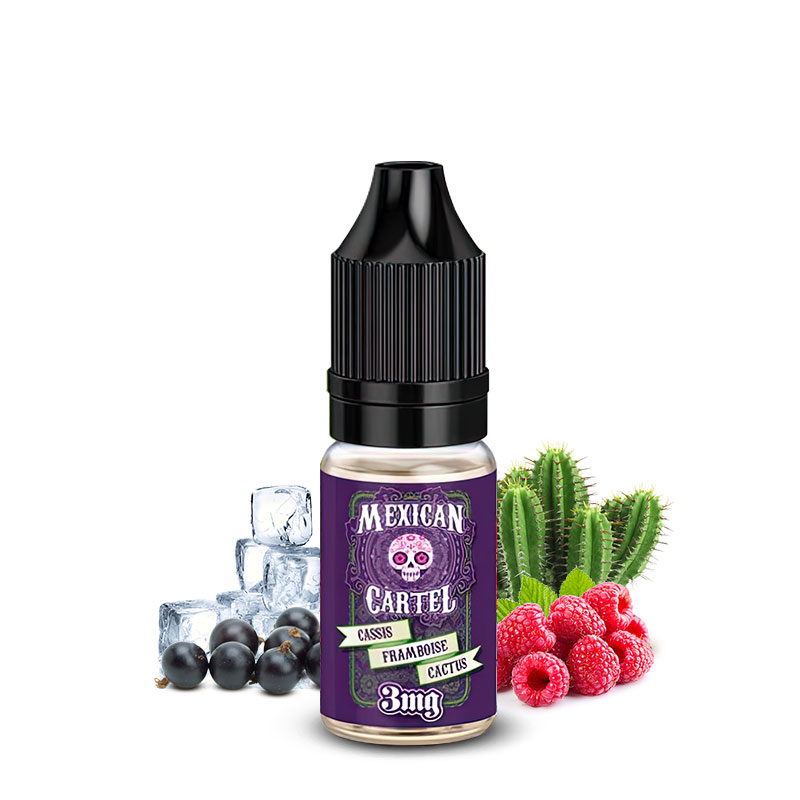 Photo du eliquide Cassis Framboise Cactus 10ml de la marque française : Mexican Cartel.