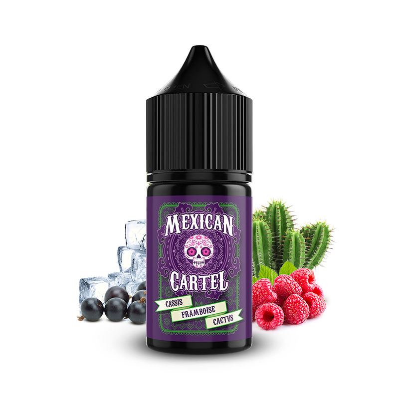 Photo du flacon de l'arôme concentré Cassis Framboise Cactus 30ml fabriqué par Mexican Cartel.