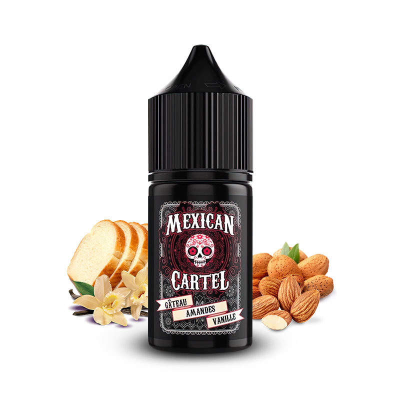 Photo du flacon de l'arôme concentré Gateau Amandes Vanille 30ml fabriqué par Mexican Cartel.