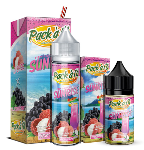 Eliquide Sunrise de la marque malaisienne de e-liquides fruités : Pack à l'ô.