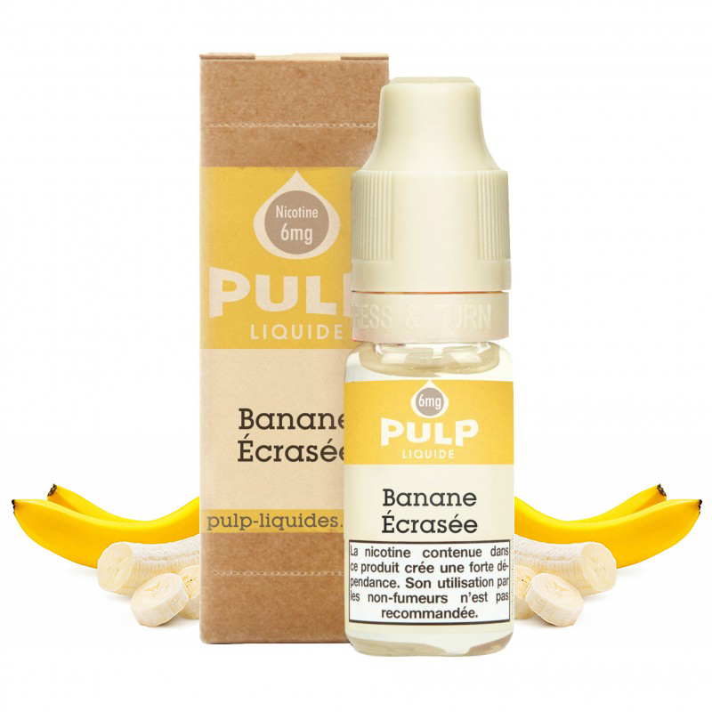 Flacon du eliquide Banane Écrasée de Pulp, fabricant français de eliquide pour le vapotage..