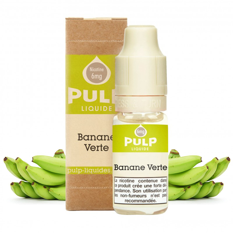 Flacon du eliquide Banane Verte de Pulp, fabricant français de eliquide pour le vapotage..