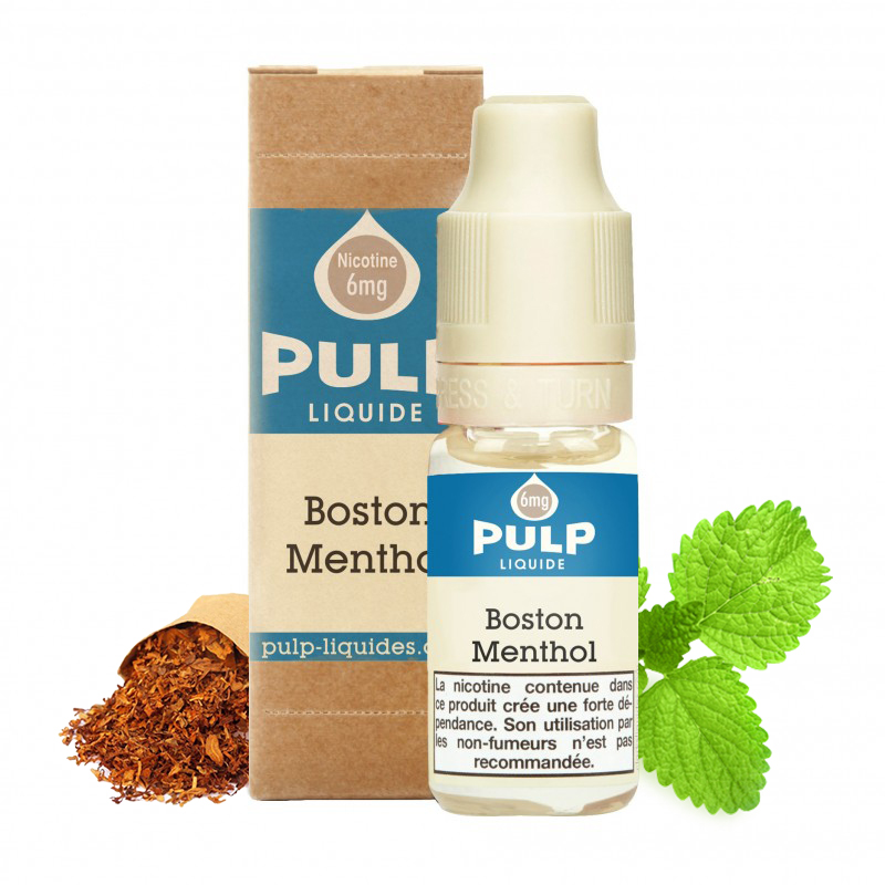 Flacon du eliquide Boston Menthol de Pulp, fabricant français de eliquide pour le vapotage..