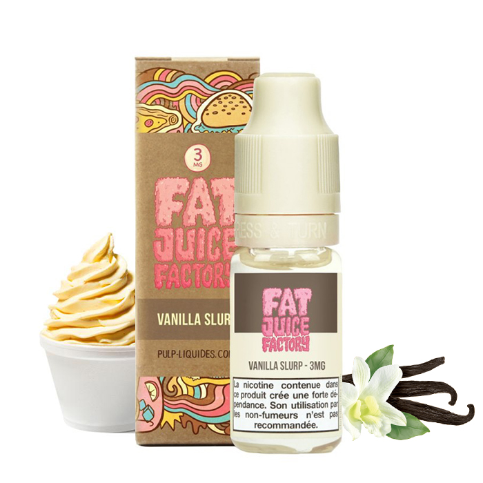 Flacon du eliquide Vanilla Slurp de Pulp, fabricant français de eliquide pour le vapotage.