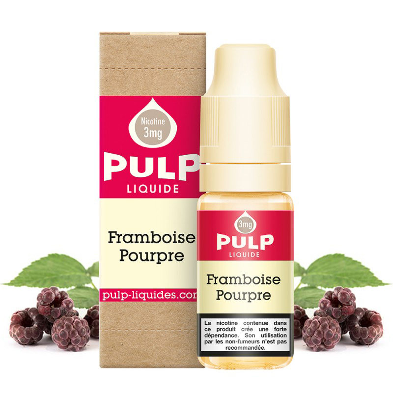 Flacon du eliquide Framboise Pourpre de Pulp, fabricant français de eliquide pour le vapotage..