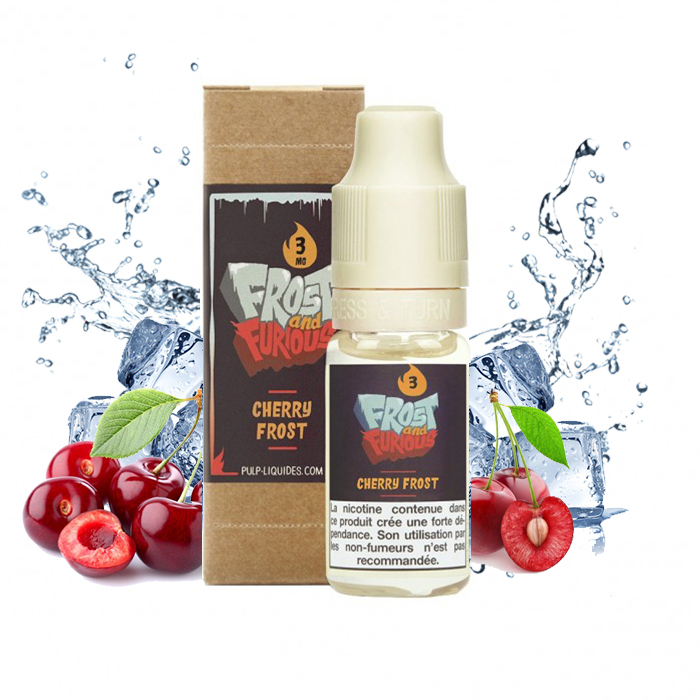 Flacon du eliquide Cherry Frost de Pulp, fabricant français de eliquide pour le vapotage.